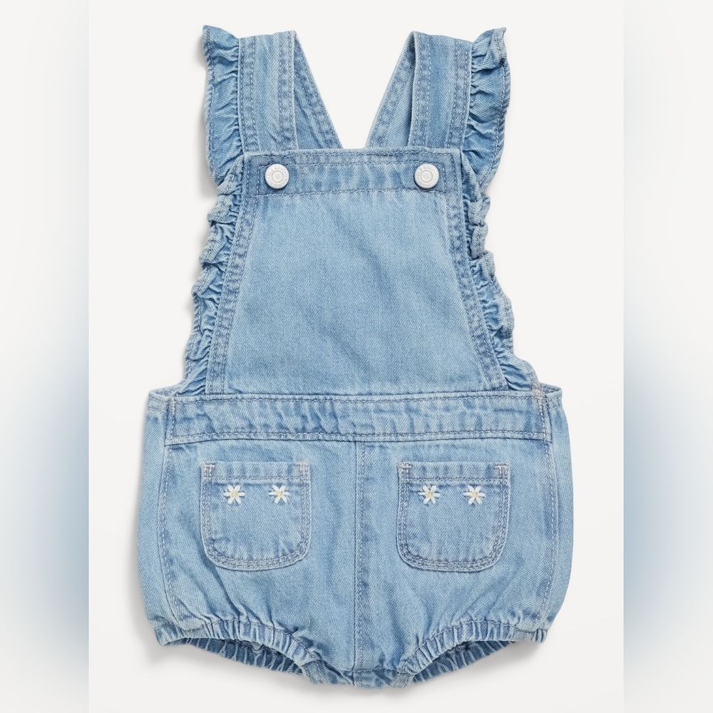 Old Navy - Light Blue Ruffled Denim Baby Shortalls